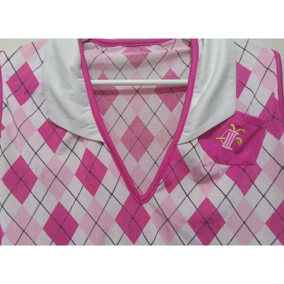 Womens Hot Pink Preppy Golf Skirt & Argyle Costume Dionne Clueless Venus Serena - Picture 3 of 5